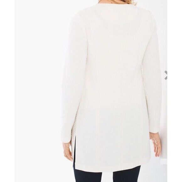 Chico's Traveler's Collection Open Cardigan Faux-Leather Strip NWT Size 4 - Picture 5 of 8